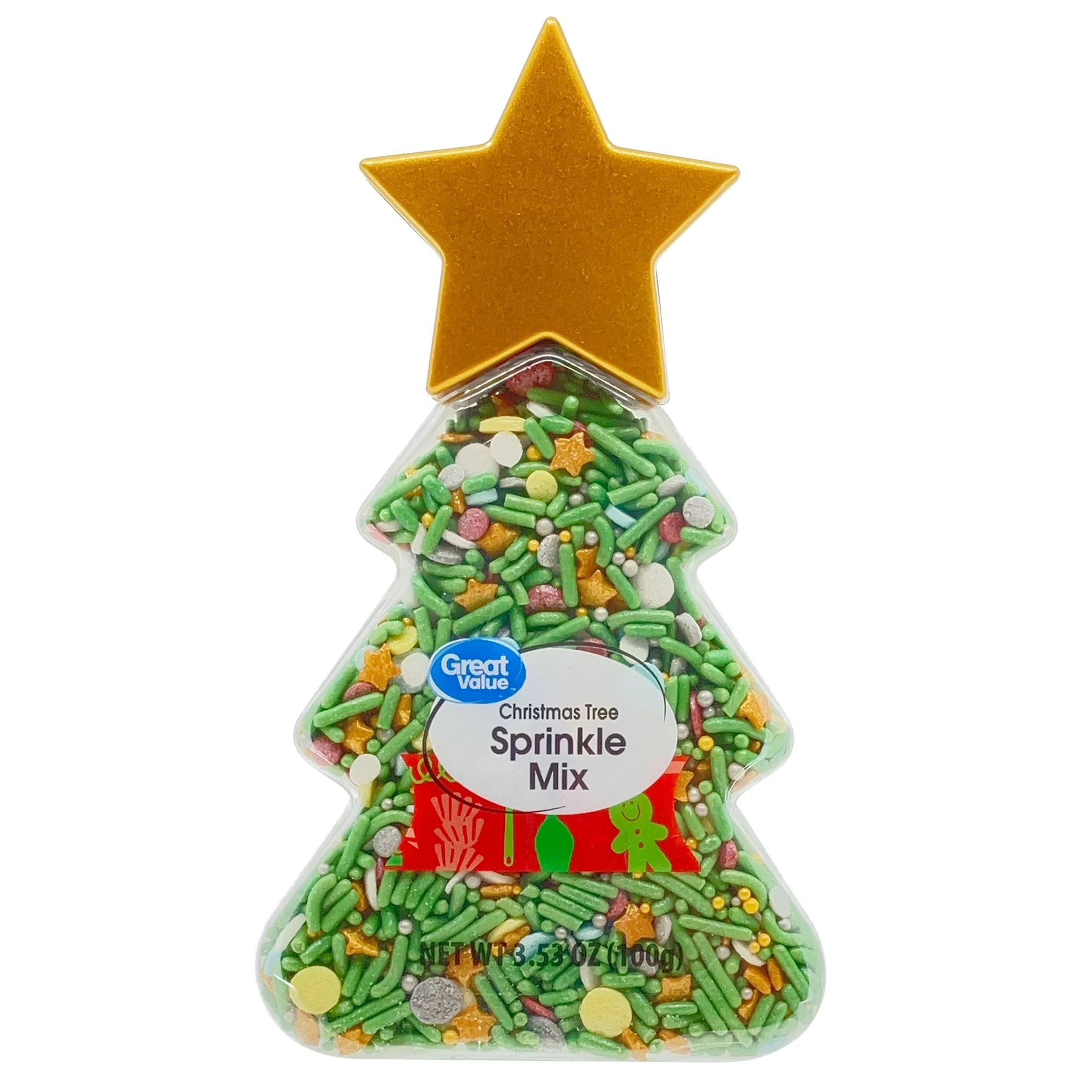 Great Value Christmas Tree Shaped Sprinkle Bottle, Multi-Color, 3.5oz | Walmart (US)