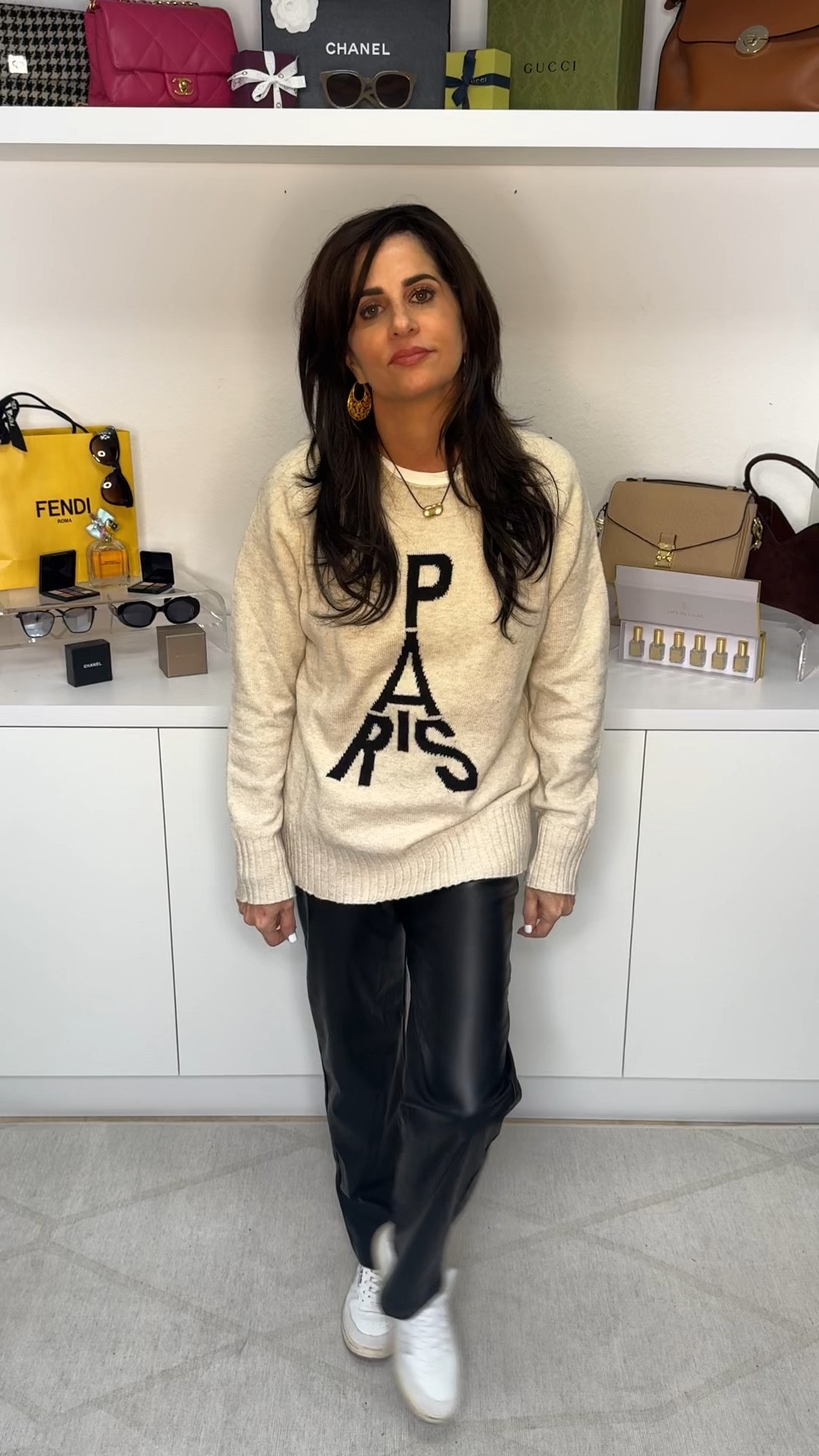 The softest sweater ever ! Size small, tee size small, leather pants size 25 , sneakers TTS 

#LTKVideo #LTKStyleTip #LTKOver40