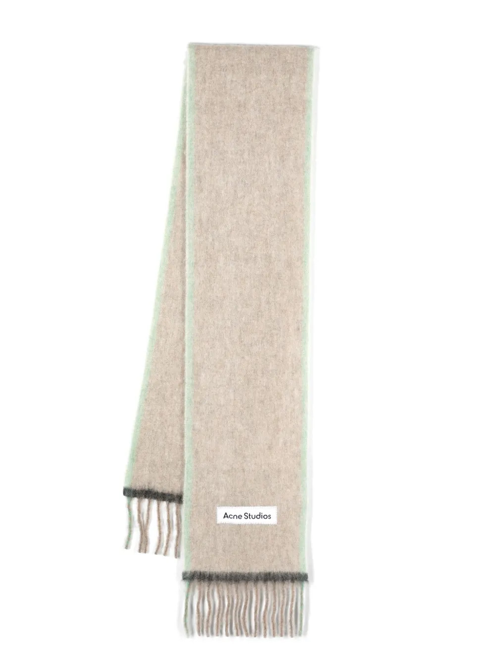 Acne Studios logo-appliqué Fringed Scarf | Neutrals | FARFETCH | Farfetch Global