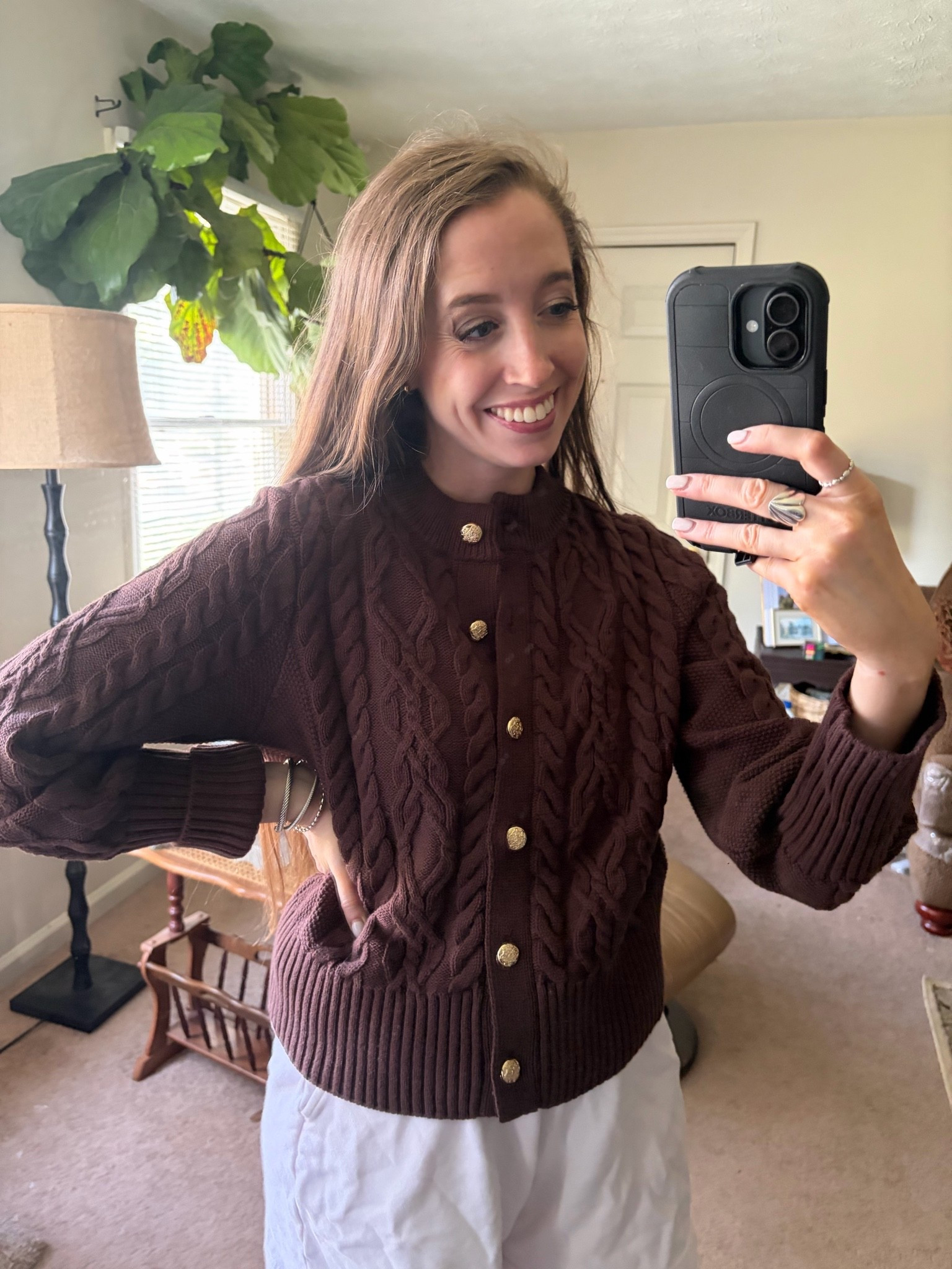 This Amazon cardigan is such a great Tuckernuck look for less! It’s under $50 and a cotton blend. I sized up to a medium because small was out of stock at the time I ordered  it, but it still fits nicely. 
Chocolate brown cardigan

#LTKSeasonal