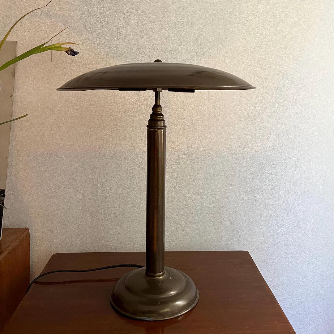 Brass Lamp  Art Deco  / Art Deco Light / Art Deco Lamp / Bauhaus Light / Mashroom Lamp / Art Deco... | Etsy (US)