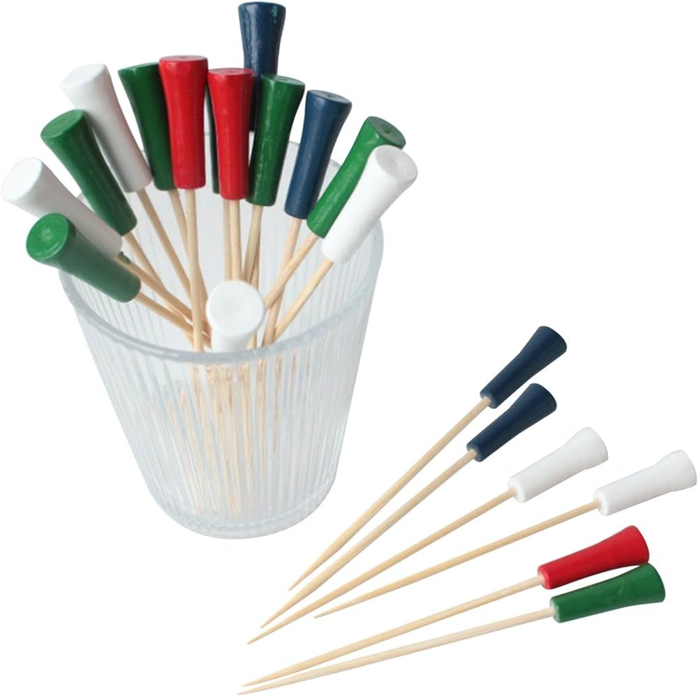 100 PCS 4.7 Inch Multicolor Golf Tee Toothpicks for Appetizers Decorative Golf End Sports Bamboo ... | Amazon (US)