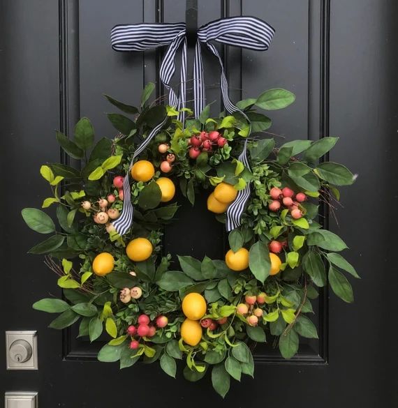 Front Door Wreaths for Spring - Lemons and Crabapple Wreath | Etsy (US)