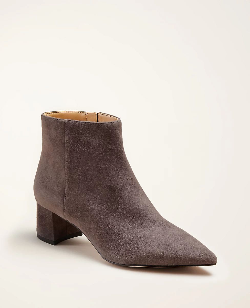 Kacey Suede Block Heel Booties | Ann Taylor (US)