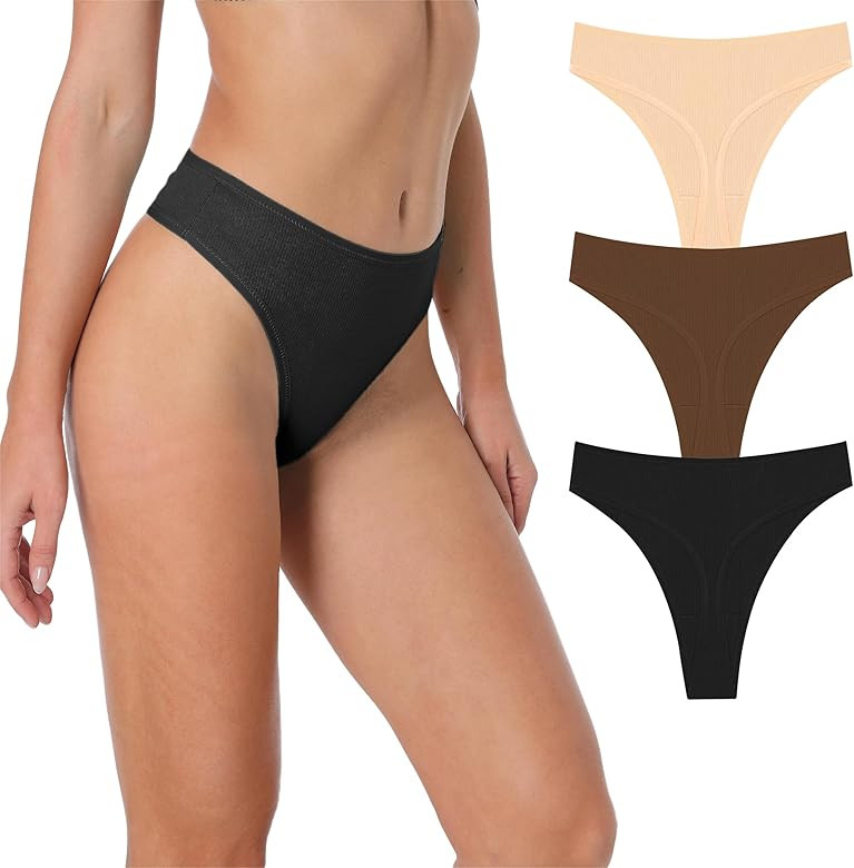 Umiehary Women's High Waisted Ribbed Cotton&Nylon Stretchy Sport Breathable Athletics Panties Plu... | Amazon (US)