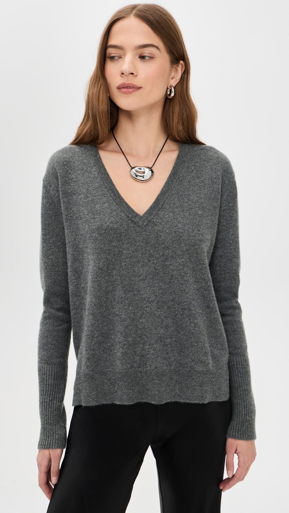 Solid Lean Lines V Neck Cashmere Sweater | Shopbop