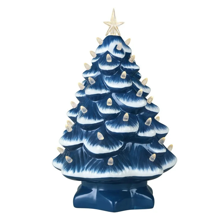 Mr. Christmas 14 in. Nostalgic Ceramic Tree - Blue with White Bulbs | Walmart (US)