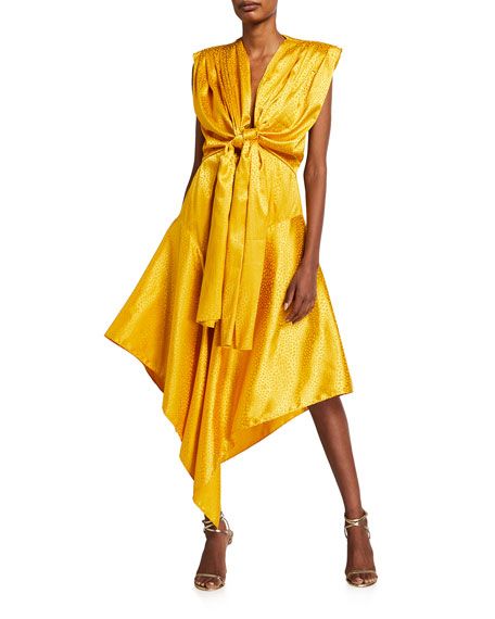 One33 Social Tie-Front Jacquard Handkerchief Dress | Neiman Marcus