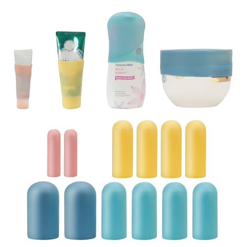 12 Pack Multi Sizes Silicone Bottle Covers Travel Essentials for Women, 2025 Cruise Ship Essentials, Travel Size Toiletries,Travel Accessories Must Have, Travel Gadget, Elastic Sleeves for leak proof | Amazon (US)