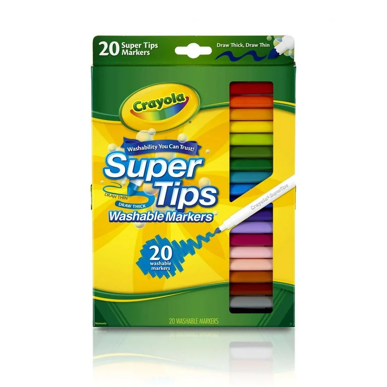 Crayola Super Tips Washable Markers for Kids, 20 Ct, Kids Stocking Stuffers, Arts & Crafts, Class... | Walmart (US)