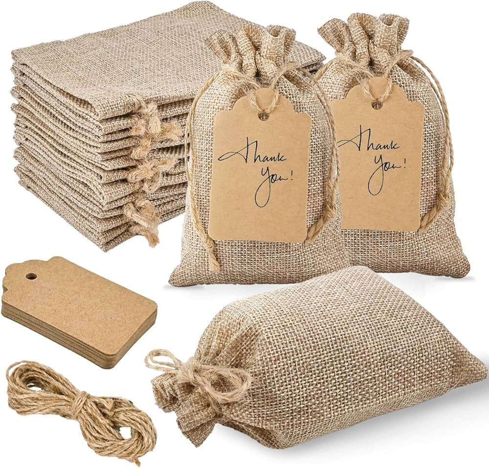 Jutieuo 25pcs Small Burlap Bags with Drawstring - 4x6 Inch Reusable Premium Linen Sacks Bags with... | Amazon (US)