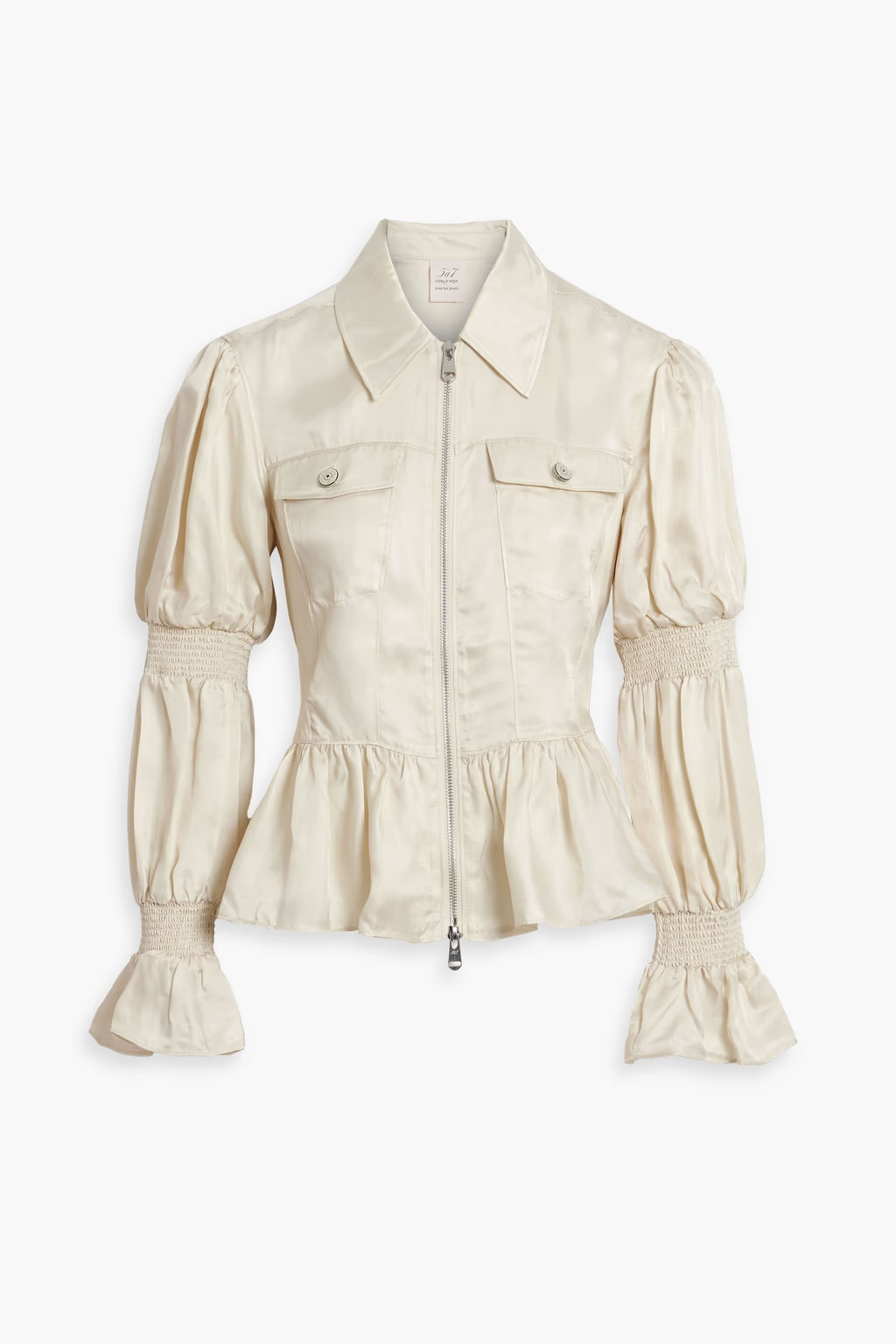 Libben shirred cupro-twill peplum jacket | The Outnet (US and CA)