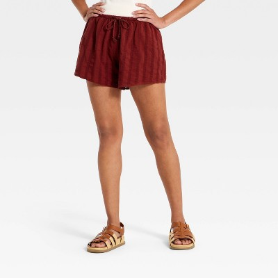 Women's High-Rise Tie Tassel Pull-On Shorts - Universal Thread™ Red XL | Target