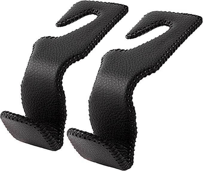 Headrest Hooks for Car, Back Seat Organizer Black Leather Hanger Holder Hook, for Hanging Purses ... | Amazon (US)