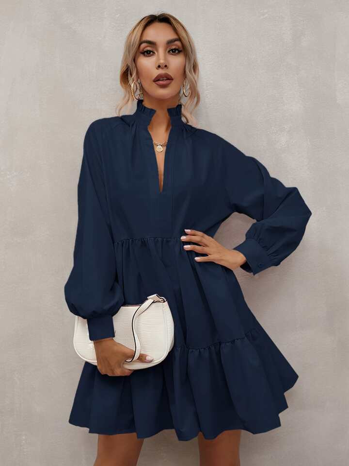 SHEIN Privé Notch Neck Smock Dress | SHEIN