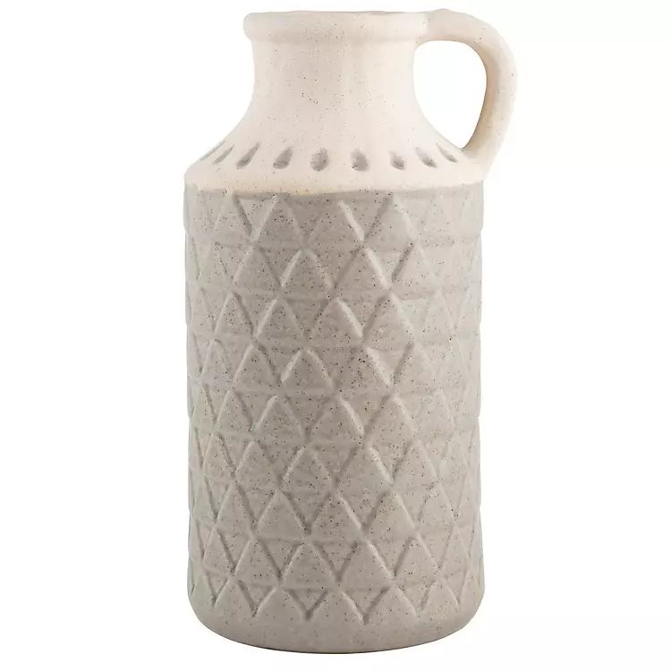 Taupe and Cream 2-Tone Textured Triangle Jug Vase | Kirkland's Home