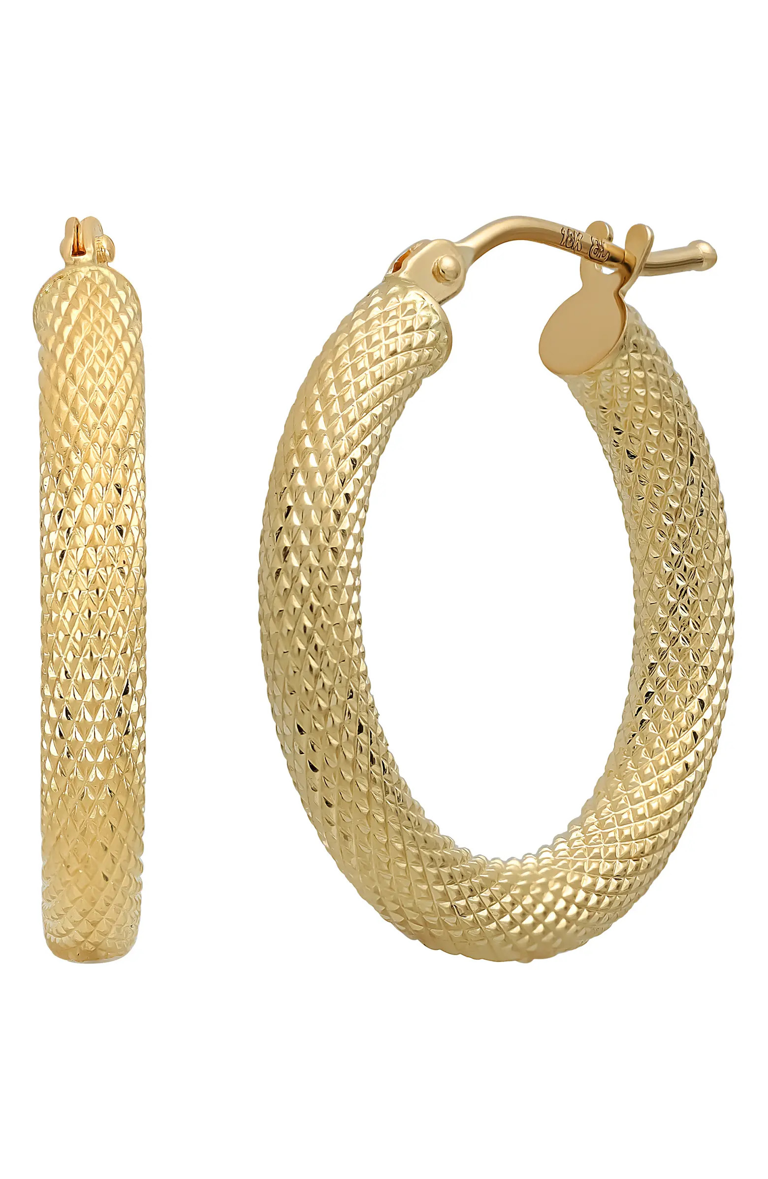 14K Gold Textured Hoop Earrings | Nordstrom