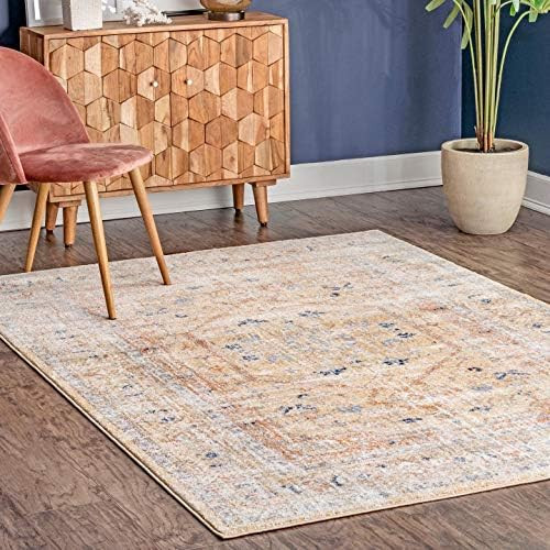 nuLOOM Jacquie Floral Vintage Area Rug, 6' 7" x 9', Gold | Amazon (US)