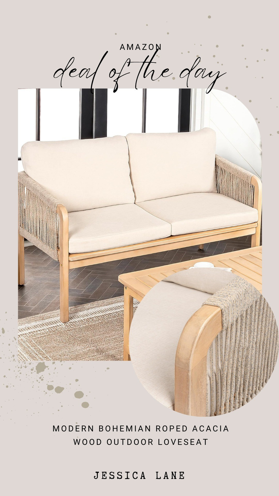 Score some major savings with today’s Amazon Daily Deal on this modern bohemian outdoor loveseat featuring beautiful roped acacia wood.#amazondeals #amazonhome #outdoorliving #patiofurniture

#LTKSaleAlert #LTKHome #LTKSeasonal