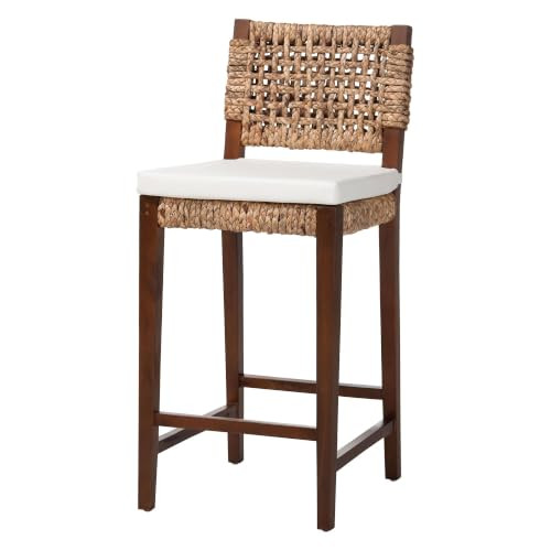 Bali & pari Alise Seagrass and Mahogany Wood Chair, Bar Stool, Earthy Brown | Amazon (US)