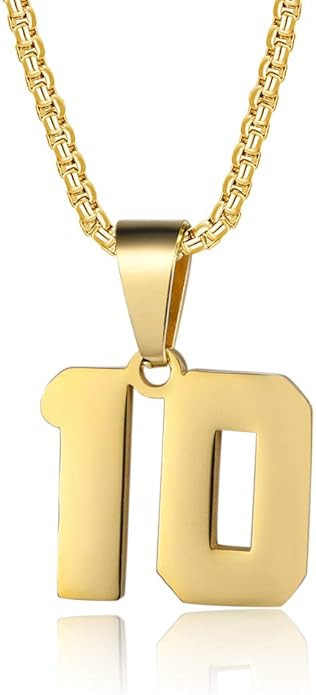 Number Necklaces Personalized Necklaces 18K Gold Plated Initial Number Pendant Stainless Steel Ch... | Amazon (US)