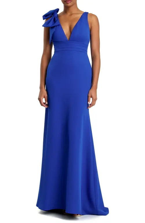 Mac Duggal Sleeveless V Neck Bow Detail Mermaid Gown in Royal Blue at Nordstrom, Size 12 | Nordstrom