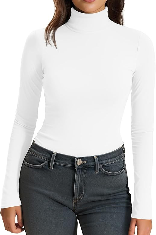 Zengjo Womens Turtleneck Thermal Tops Long Sleeve Ribbed Shirt Underscrub Base Layer Top | Amazon (US)