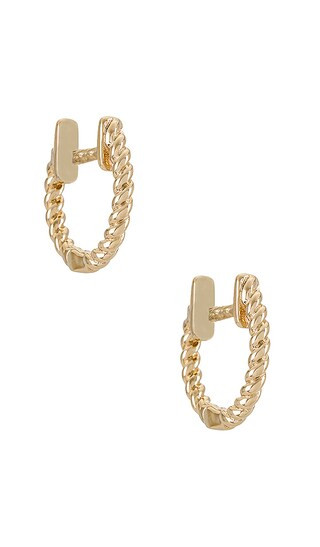 Gold Twist Mini Huggie Earrings in Gold | Revolve Clothing (Global)