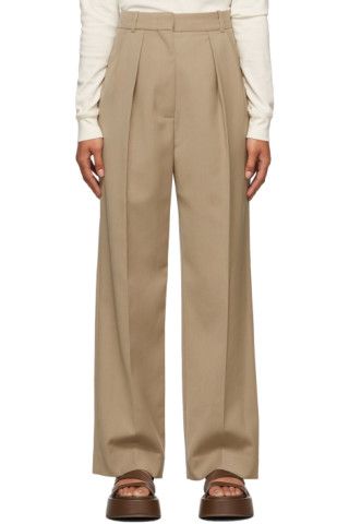 Beige Loose Fit Trousers | SSENSE