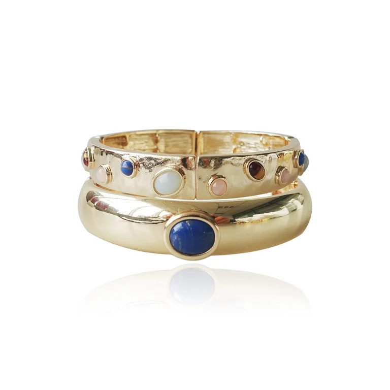 Time and Tru Women's Gold Plated Metal 2 piece Bangle Sets | Walmart (US)