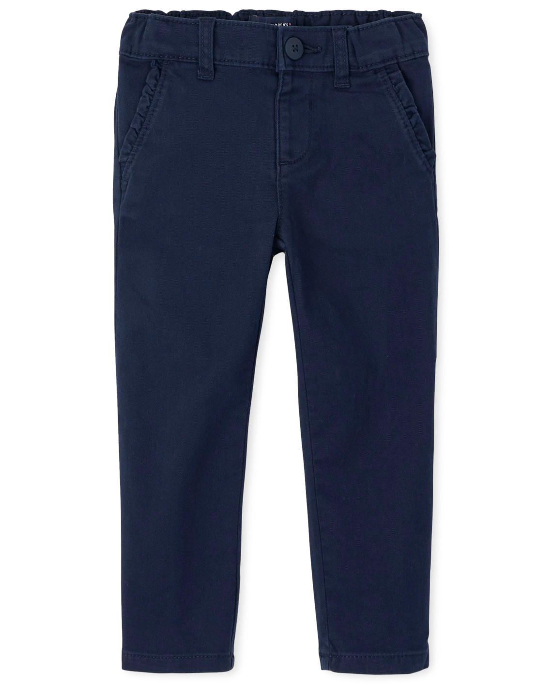 Toddler Girls Uniform Ruffle Stretch Skinny Chino Pants - blue | The Children's Place