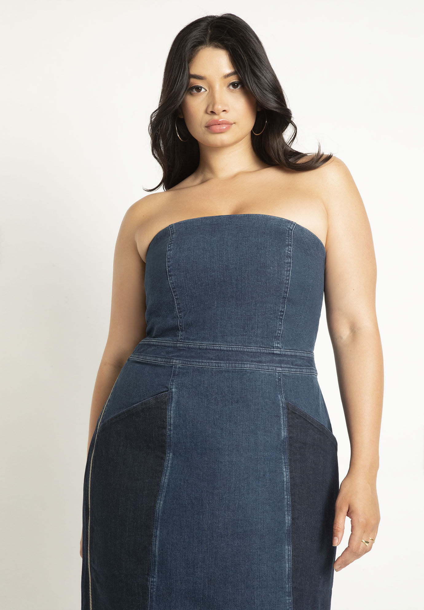 Strapless Denim Dress | Eloquii