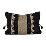 Foreside Home & Garden Black Striped Woven 14x22 Faux Leather and Jute Decorative Throw Pillow with  | Amazon (US)