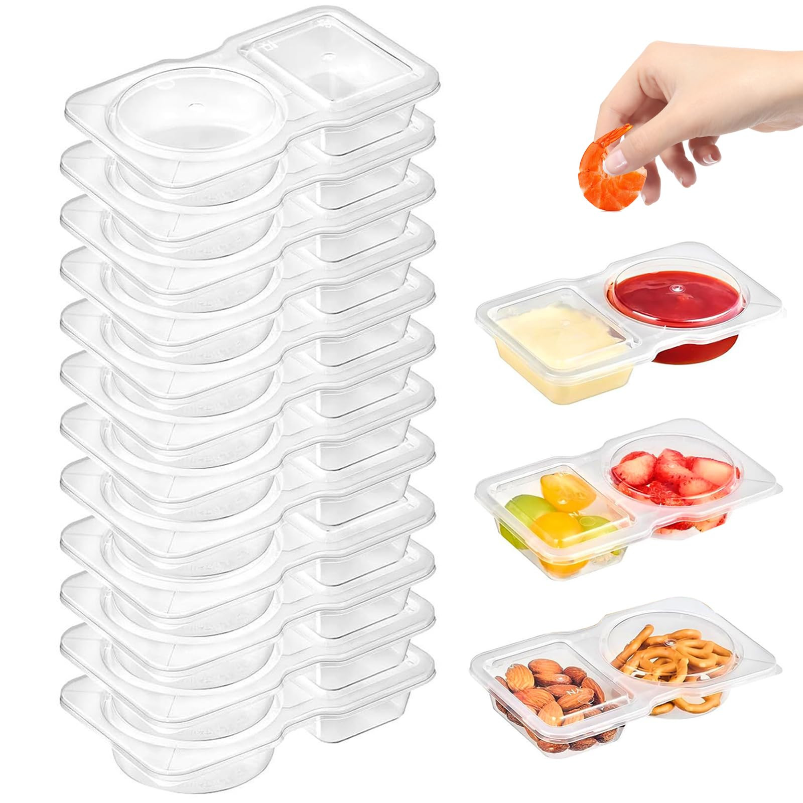 SHUXIA 12PCS Reusable Snack Containers,Double Compartment SnackPots with Lids,Reusable Snack Pots... | Amazon (UK)