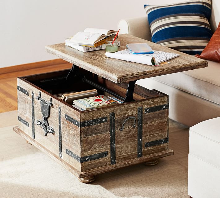 Kaplan Reclaimed Wood Lift-Top Coffee Table | Pottery Barn (US)