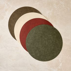 Easy-Care Round Faux Leather Placemats | West Elm (US)