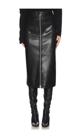 Bianca Faux Leather Midi Skirt in Black | Revolve Clothing (Global)
