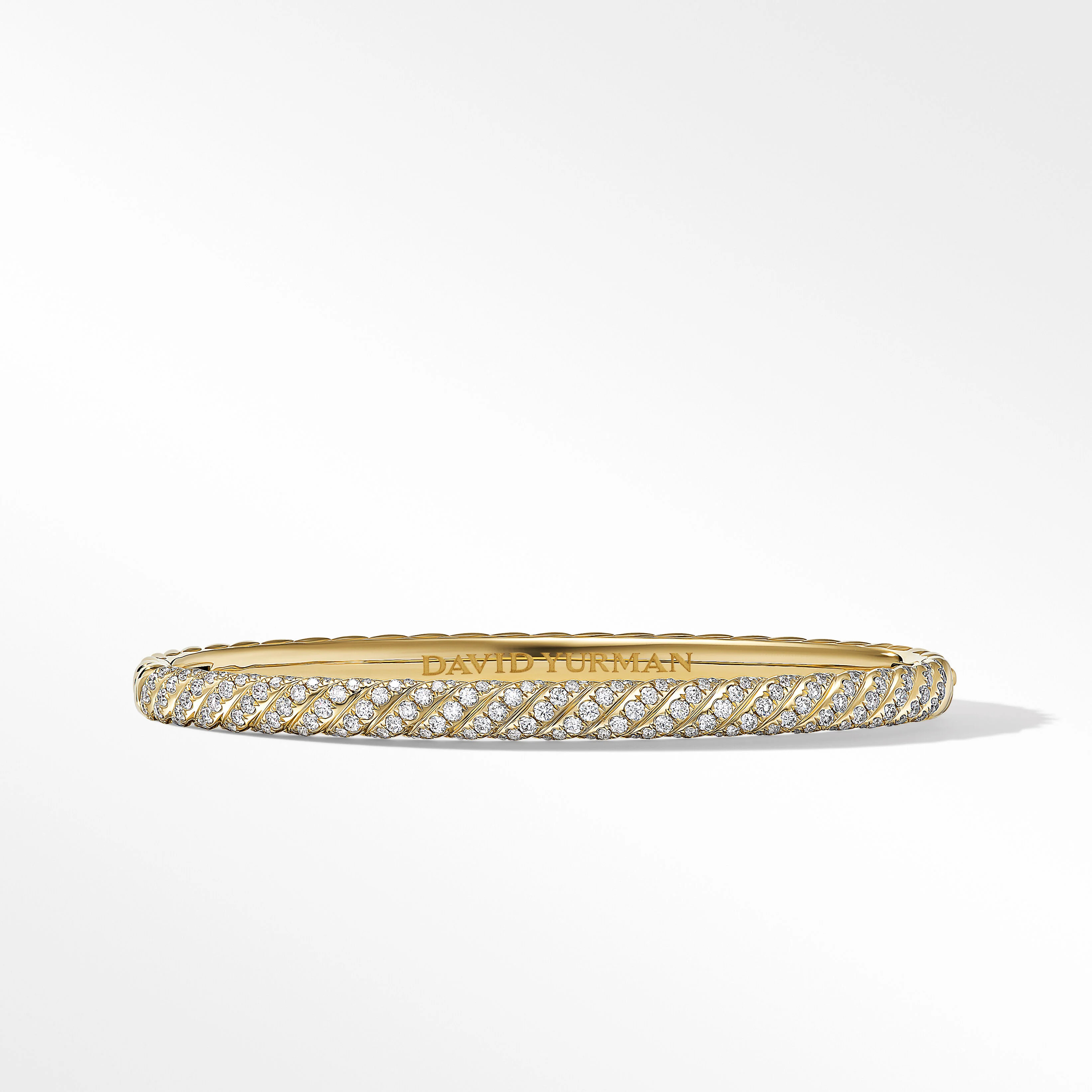 Sculpted Cable Bangle Bracelet in 18K Yellow Gold with Diamonds | David Yurman