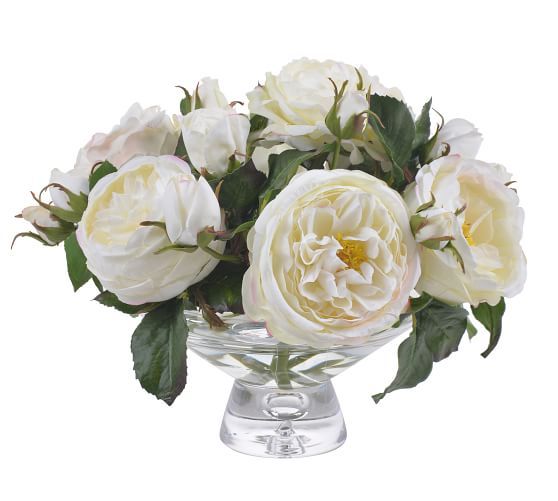 Faux White Rose Composed Arrangement | Pottery Barn (US)