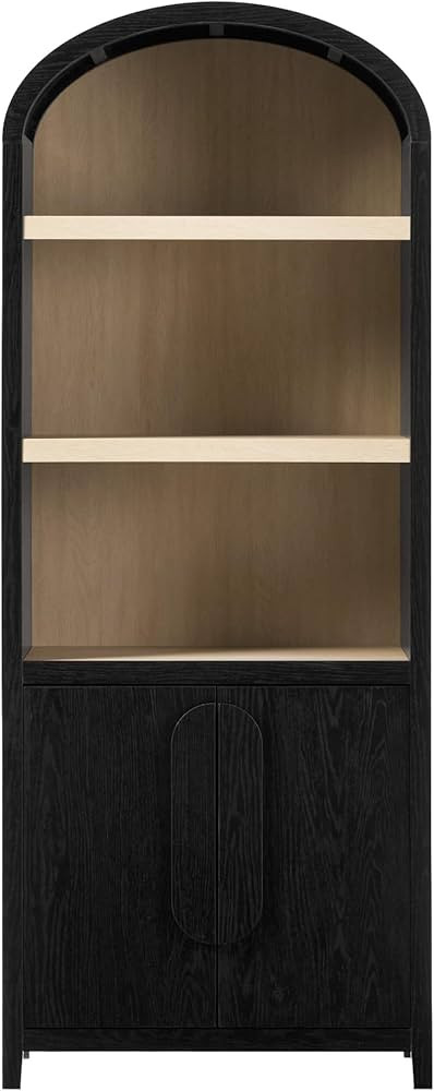 Walker Edison Chantelle Modern Arched Bookcase with Statement Wood Cabinet Pulls - Black | Amazon (US)