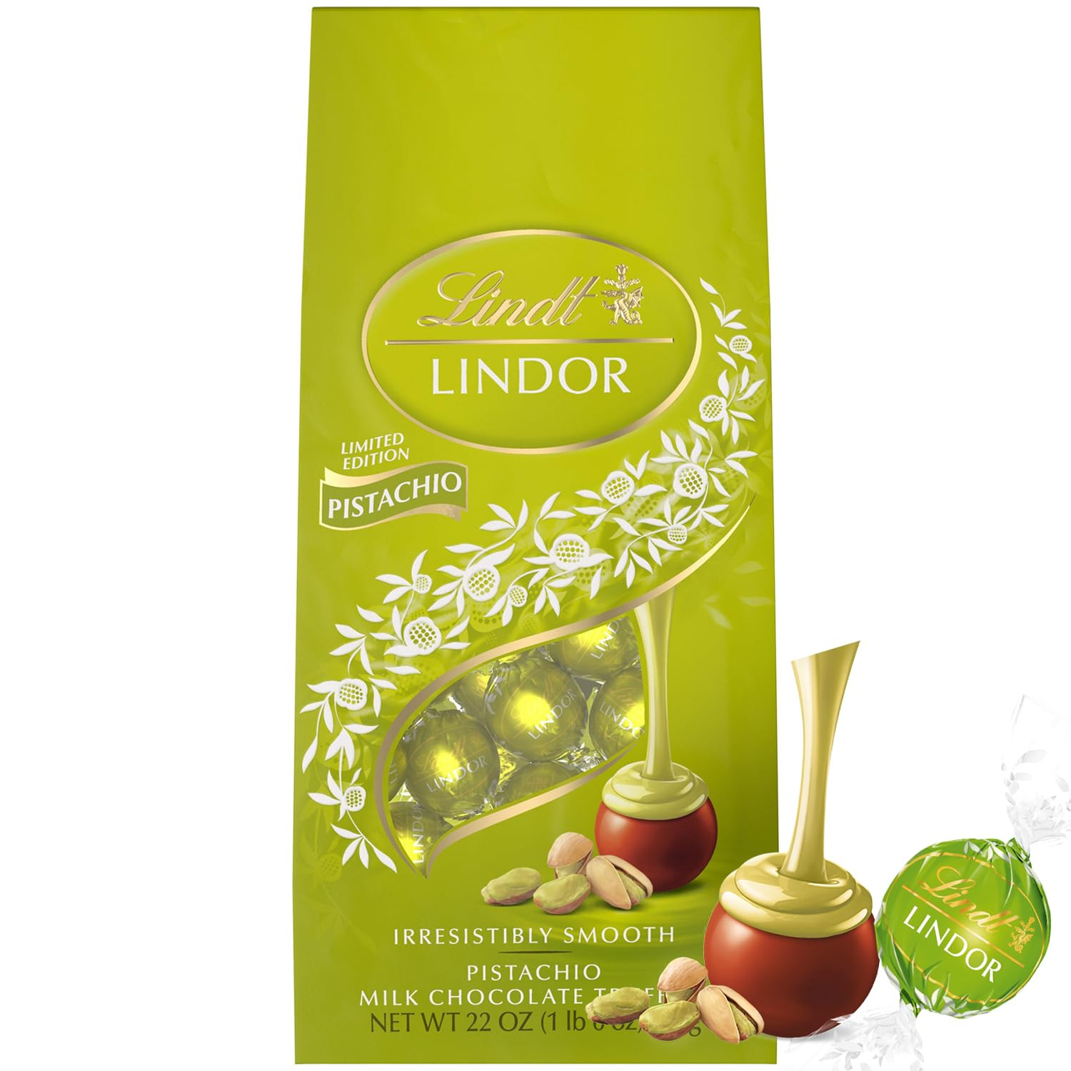 Lindt Lindor Limited Edition Pistachio Milk Chocolate Truffles – Bulk 22 oz Bag (625 g, 50 pcs)... | Amazon (US)