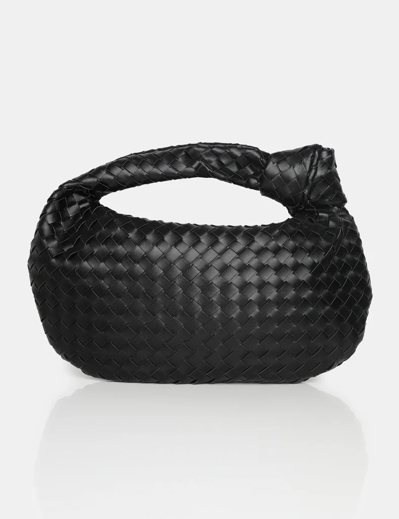 The Blame Black Woven PU Knot Detail Mini Grab Bag | Public Desire