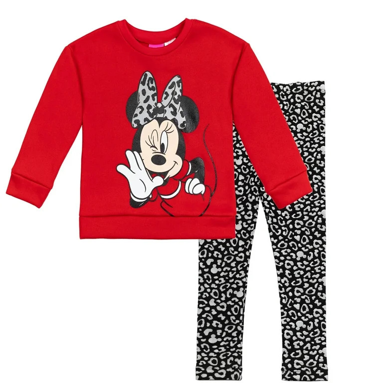 Disney Minnie Mouse Toddler Girls Pullover Fleece Sweatshirt and Leggings Outfit Set Infant to Bi... | Walmart (US)