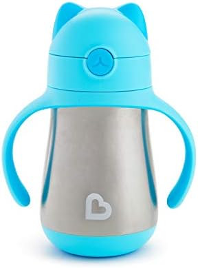 Munchkin Cool Cat Stainless Steel Straw Cup, 8 Ounce, Blue | Amazon (US)