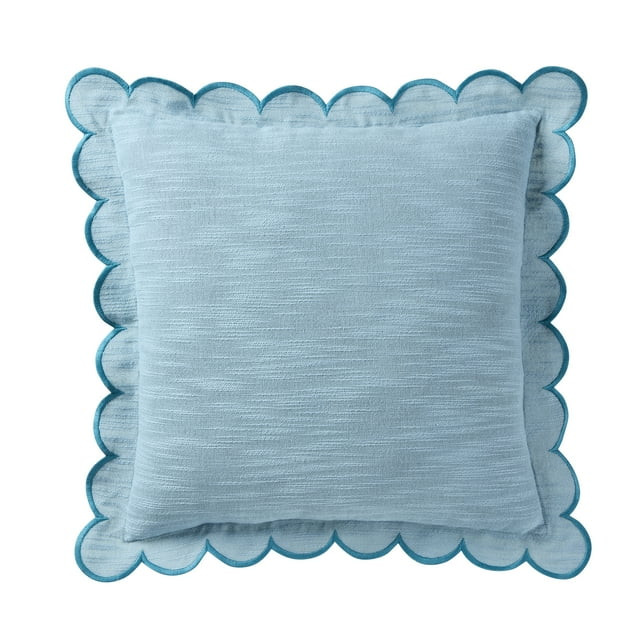 Home Decor Collection 19" x 19" Blue Scallop Flange Cotton-Rich Decorate Pillow | Walmart (US)