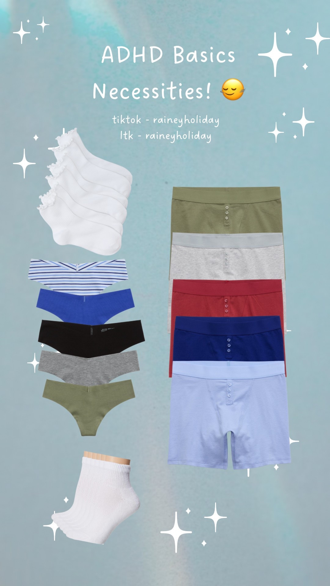 If you’re like me & laundry is the bane of your existence this is what you’re going to do for your spring cleaning this year - THROW AWAY ALL YOUR OLD SOCKS AND UNDIES :’) & then you’re going to buy a few packs of regular socks & ruffled socks so you’re covered & never have to worry about mismatched socks again. These are my fav undies + then you don’t have to worry about picking the right pair for certain outfits bc these are cotton & seamless! 

The boxer briefs I sleep in & I always size up in these so that everything is airy down there / not constricting! 

#LTKFindsUnder50 #LTKStyleTip #LTKWatchNow