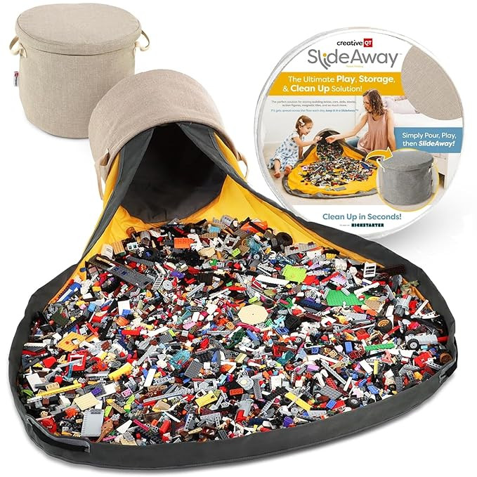 Creative QT SlideAway Toy Storage Organizer & Extra Large 52" Play Mat, Collapsible Storage Bins ... | Amazon (US)