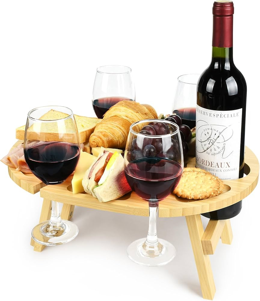 Tirrinia Small Picnic Wine Table,Portable Picnic Table Set The Wine Glass& Bottle in Place,Foldab... | Amazon (US)