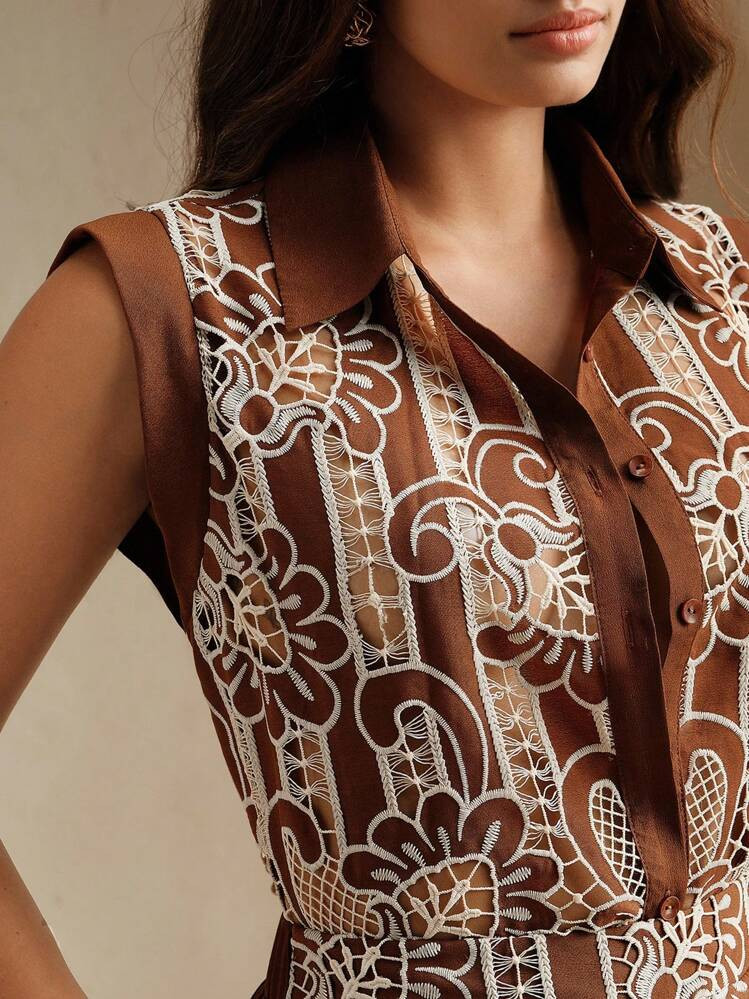 Anewsta Elegant Low-End Old Money Chic Exquisite Heavy Embroidery Lace Suit, Summer | SHEIN