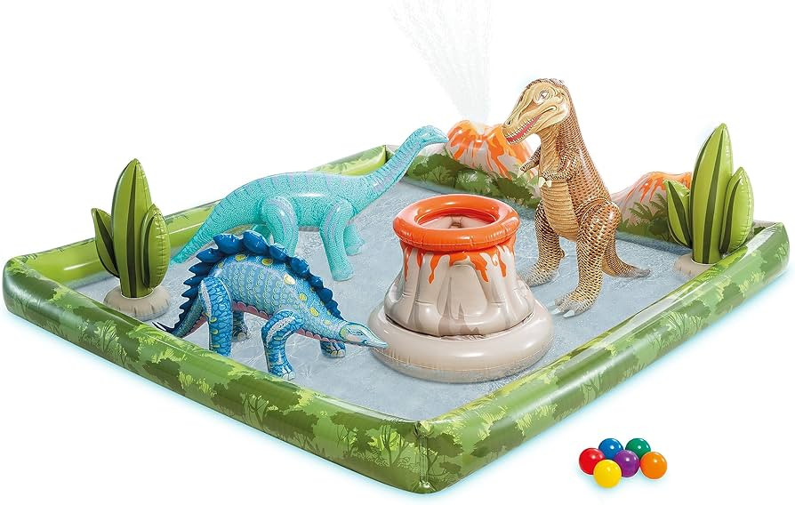 INTEX Jurassic Adventure Inflatable Kiddie Pool: Inflatable Kids Pool with Water Sprayer and Slid... | Amazon (US)